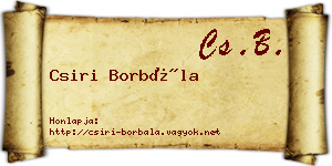 Csiri Borbála névjegykártya